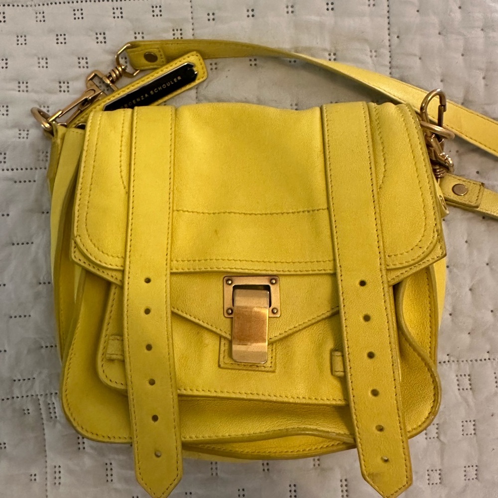 Proenza Schouler PS1 Mini Leather Crossbody Bag Lemon Yellow